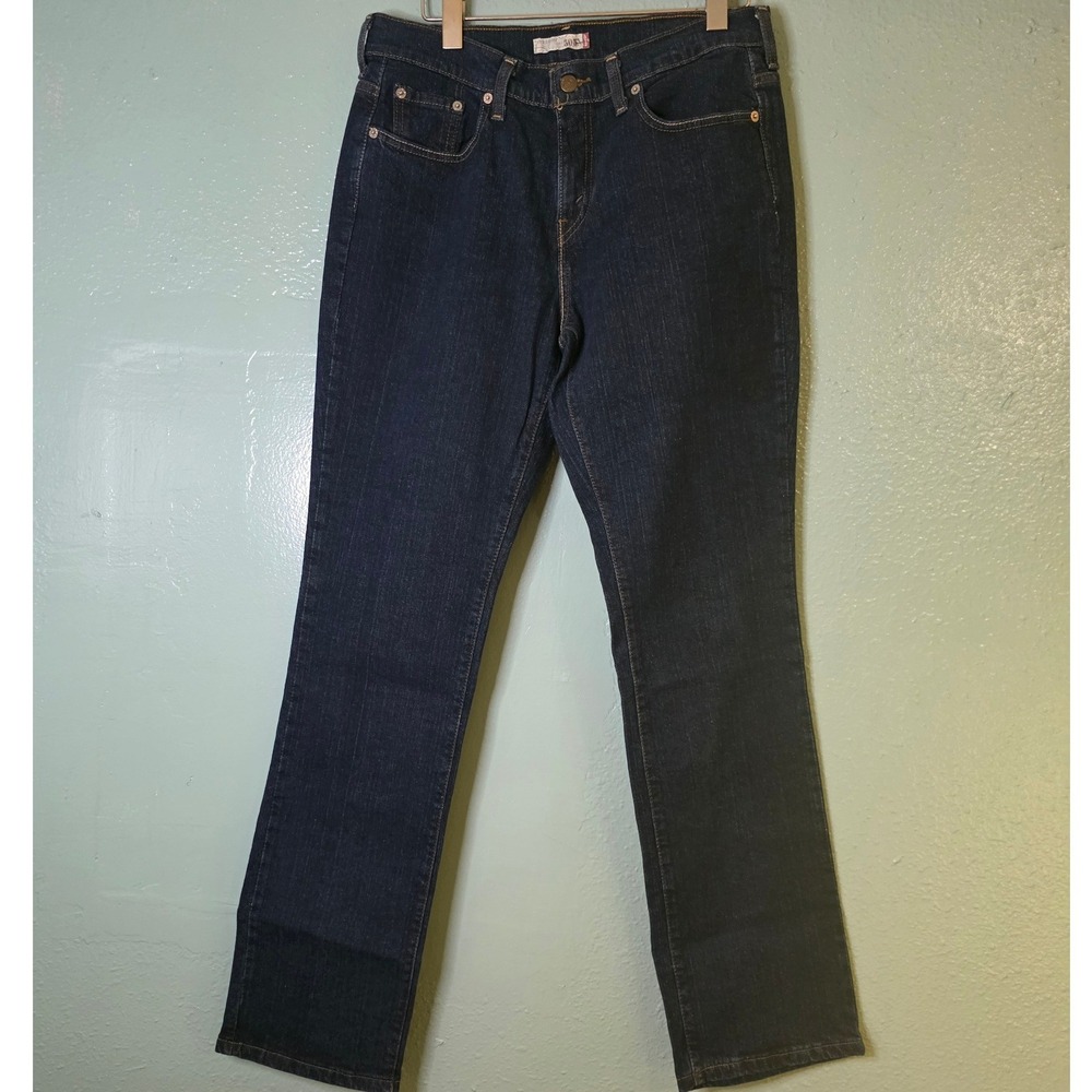 Levi's 505 Straight Leg Jeans Dark Wash Indigo Stretch Size 10L W30 L34